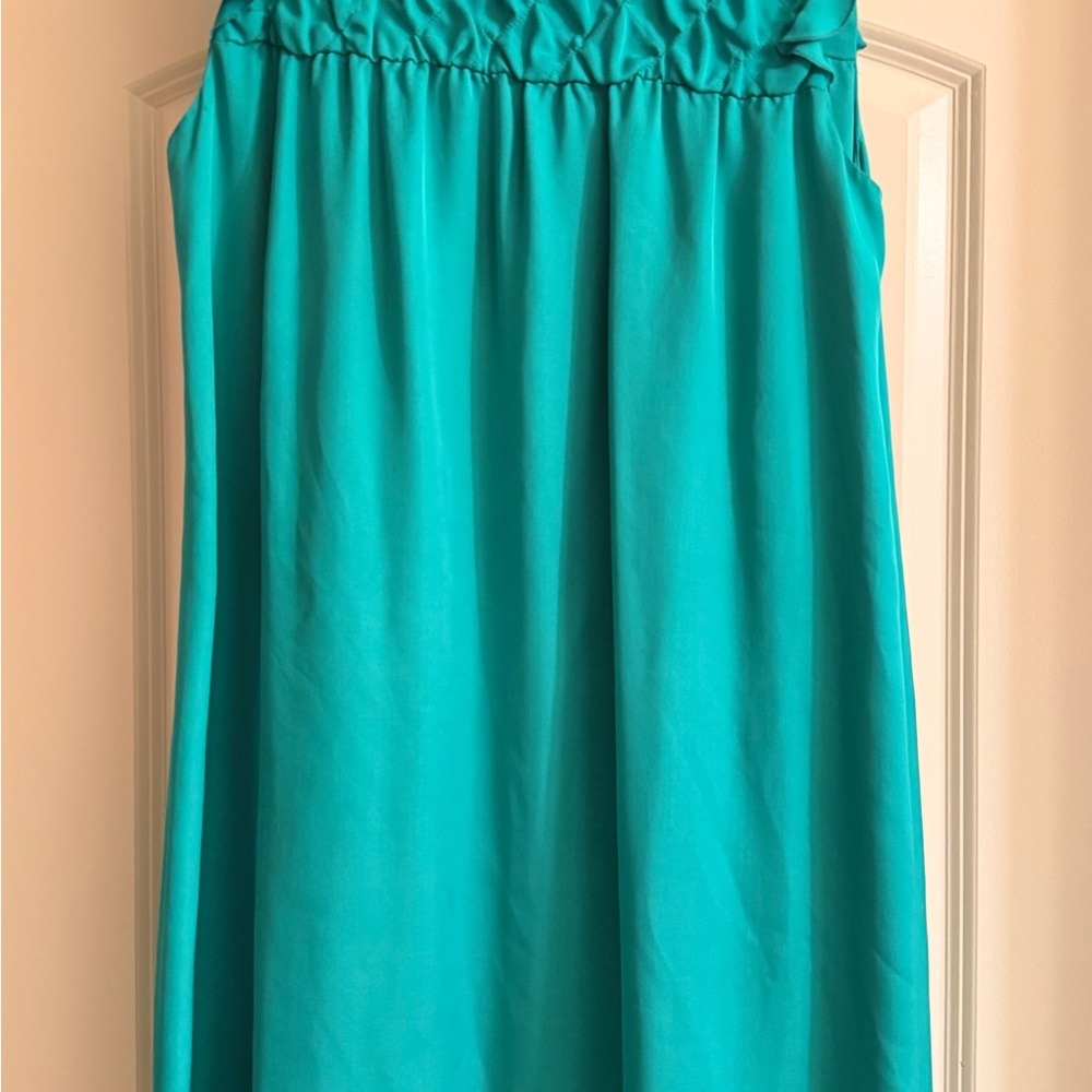 Turquoise Strapless Maxi Dress